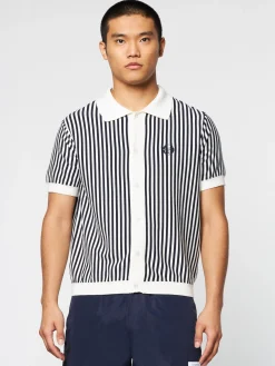 Discount Abramo Knit Polo- Pearled Ivory/ Maritime Blue Knitwear|Polos