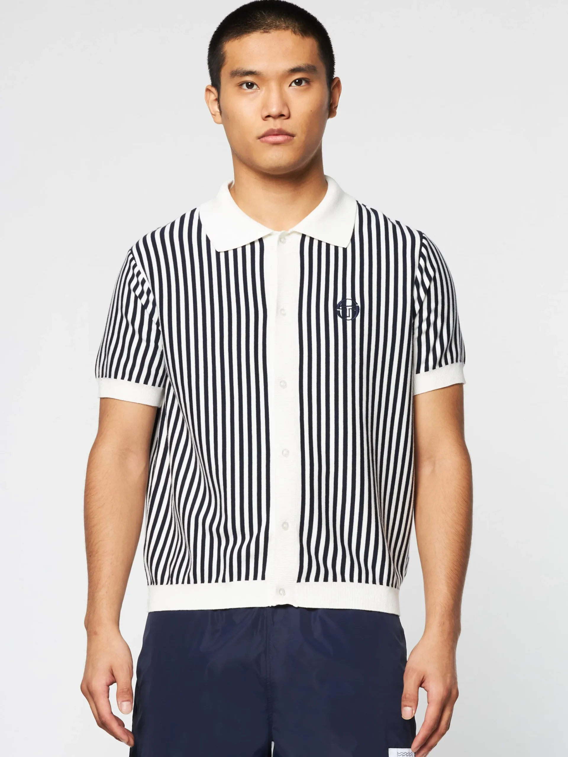 Discount Abramo Knit Polo- Pearled Ivory/ Maritime Blue Knitwear|Polos