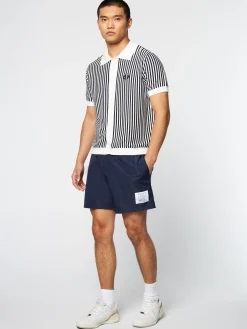 Discount Abramo Knit Polo- Pearled Ivory/ Maritime Blue Knitwear|Polos