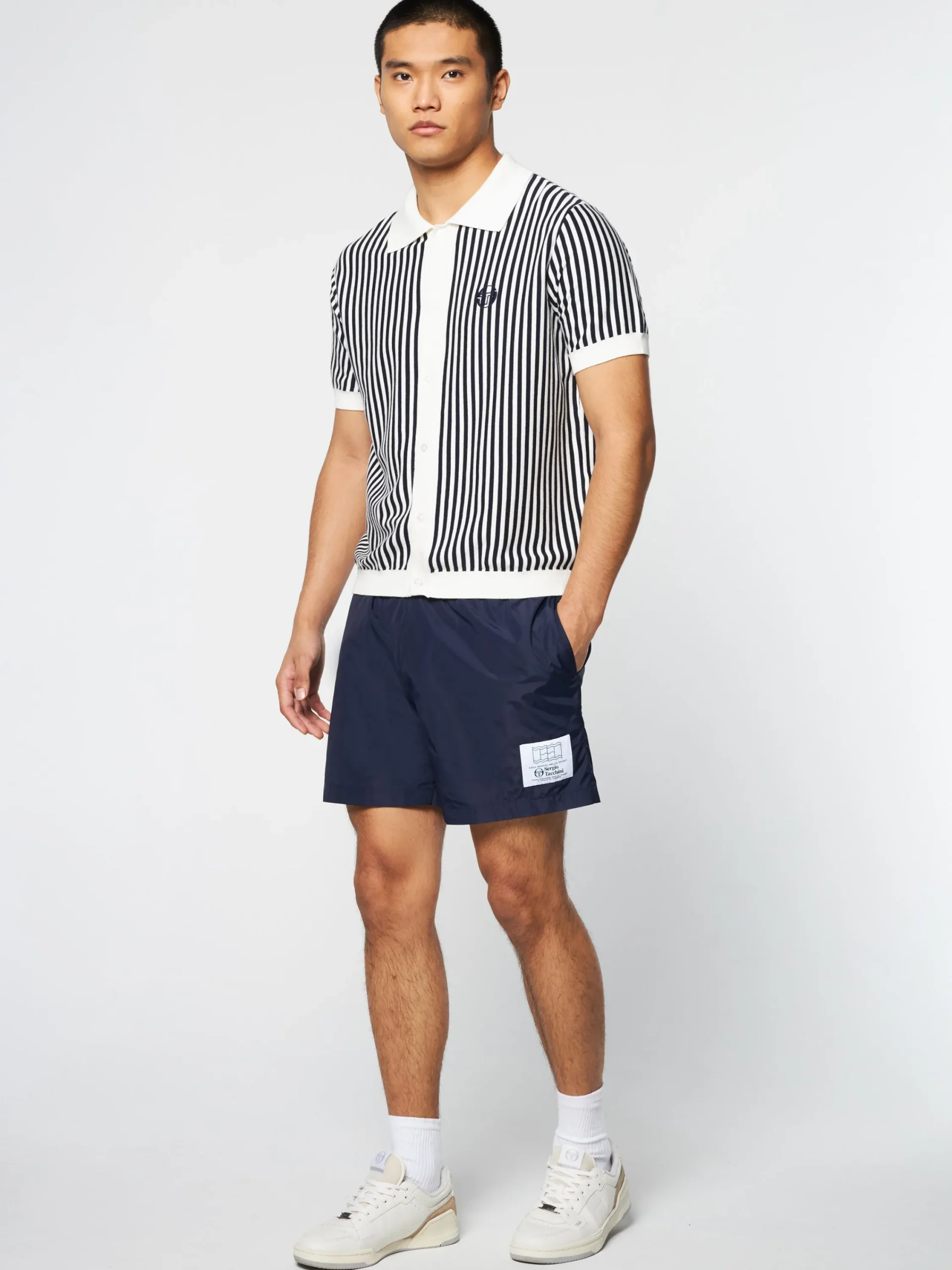 Discount Abramo Knit Polo- Pearled Ivory/ Maritime Blue Knitwear|Polos