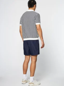 Discount Abramo Knit Polo- Pearled Ivory/ Maritime Blue Knitwear|Polos