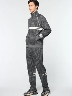 Fashion Dallas Houndstooth Track Jacket- Tracksuits|Jackets