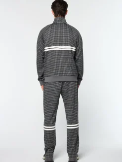 Fashion Dallas Houndstooth Track Jacket- Tracksuits|Jackets
