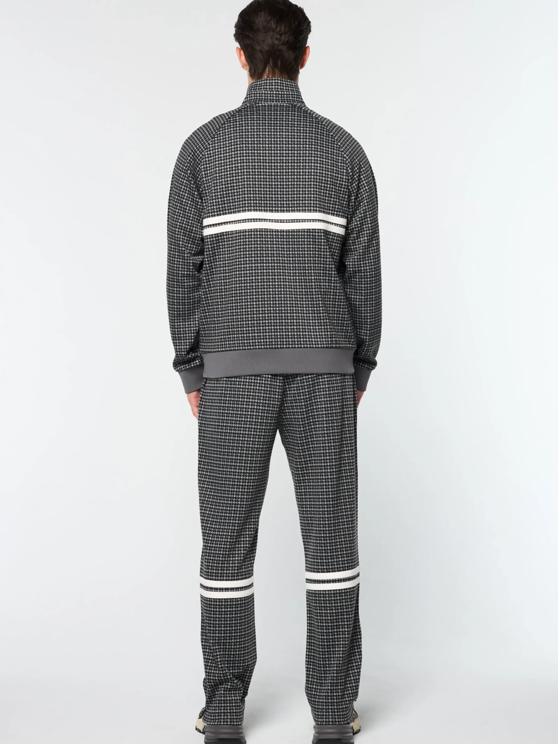 Fashion Dallas Houndstooth Track Jacket- Tracksuits|Jackets