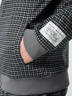 Fashion Dallas Houndstooth Track Jacket- Tracksuits|Jackets