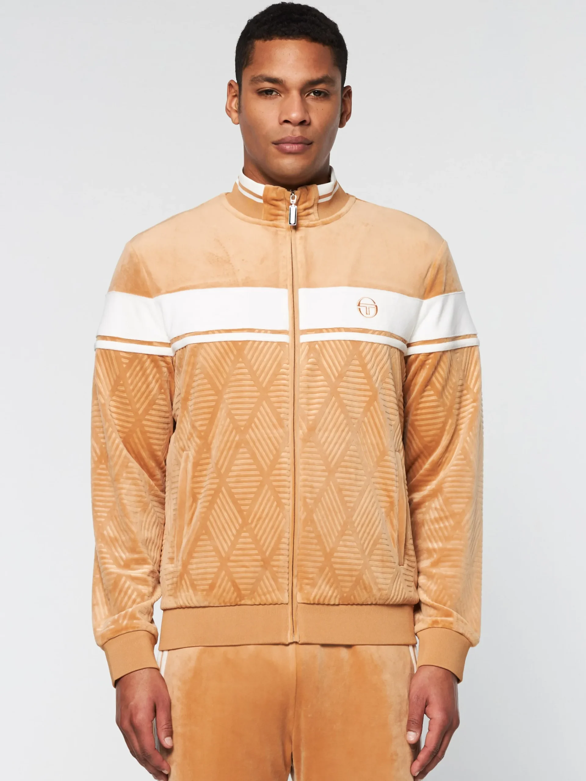 Best Debossed Damarindo Velour Track Jacket- Tracksuits|Velour