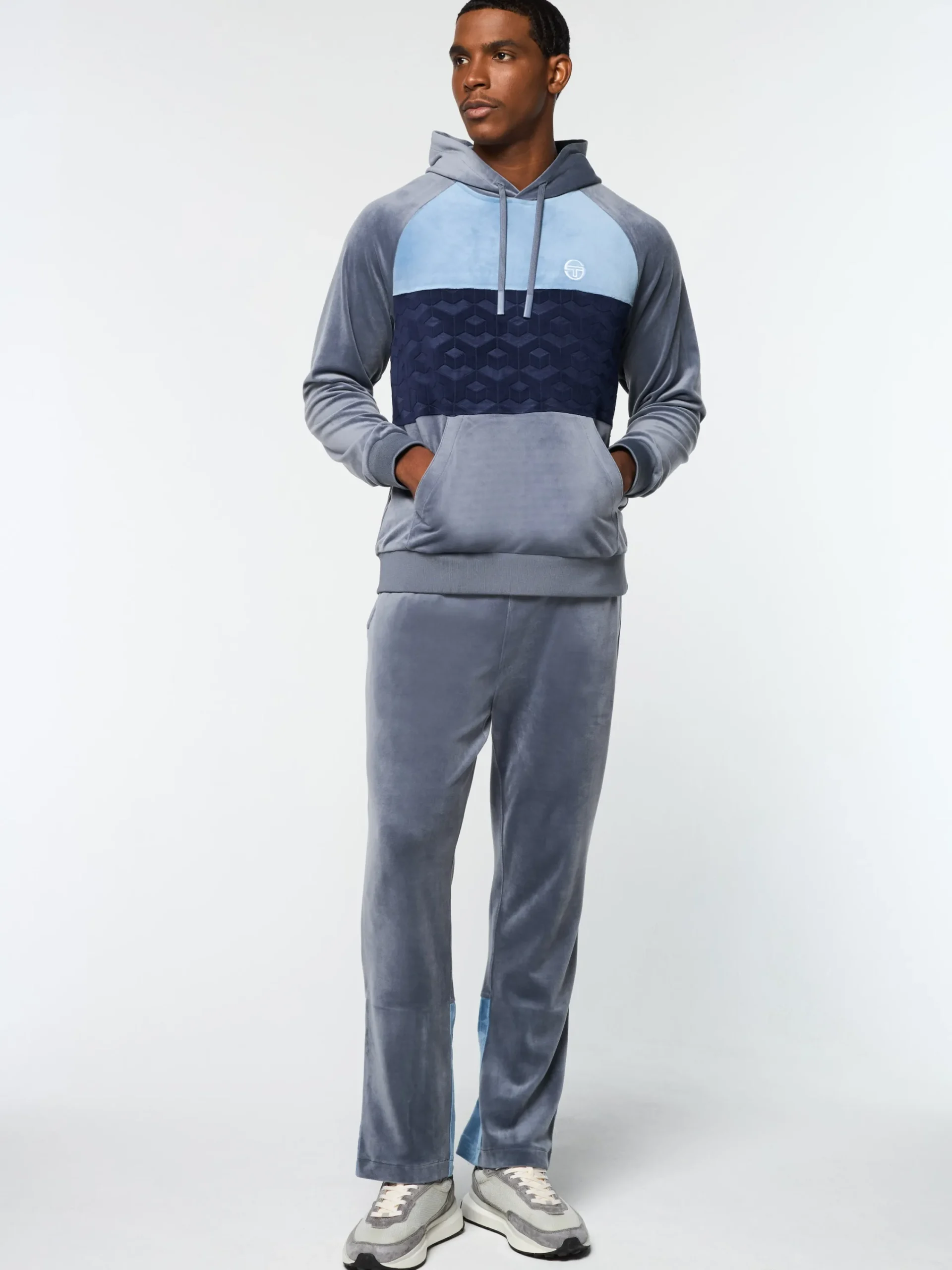 Fashion Foggia Velour Debossed Hoodie- Velour|Sweatshirts And Hoodies