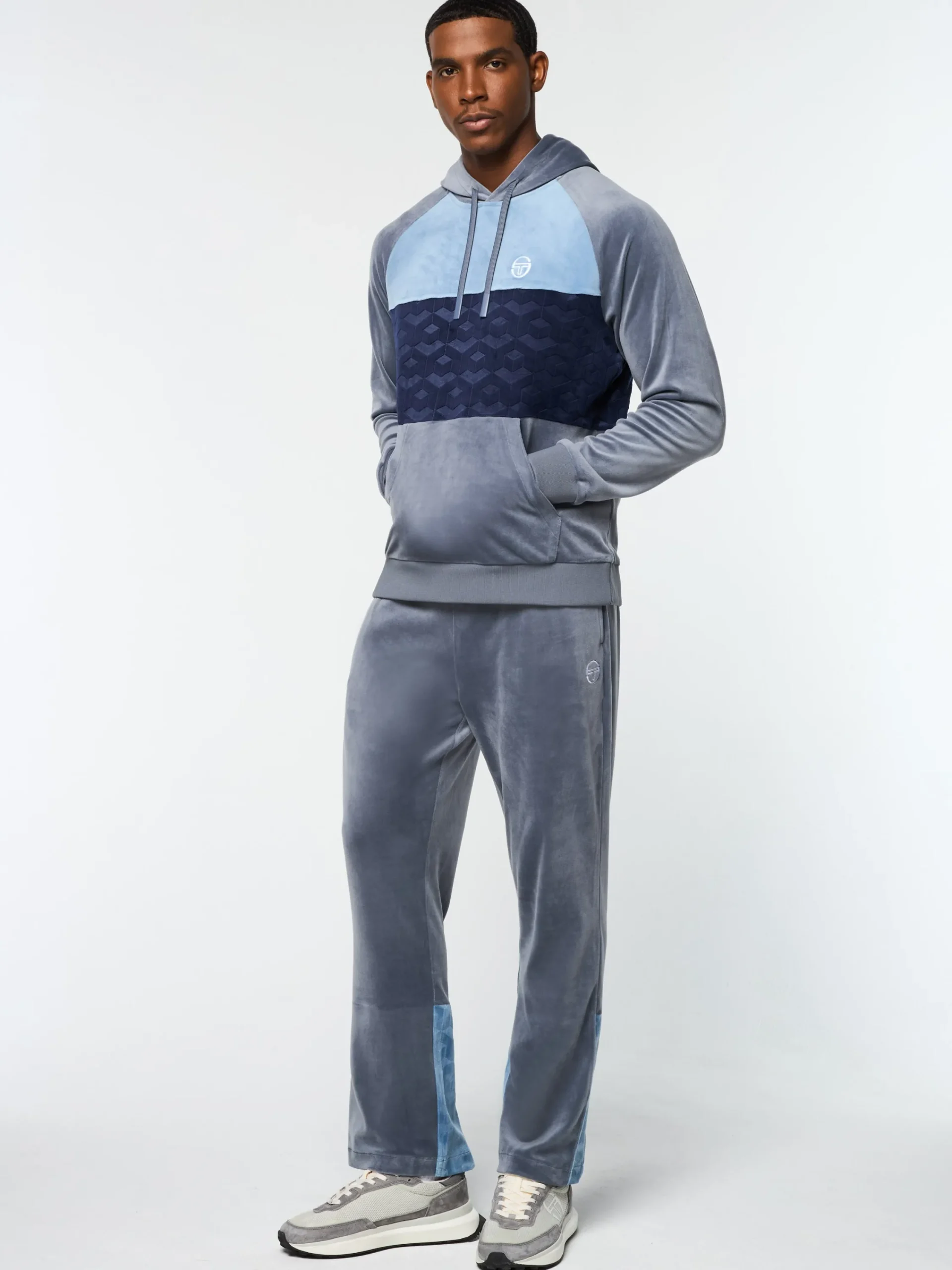 Fashion Foggia Velour Debossed Hoodie- Velour|Sweatshirts And Hoodies