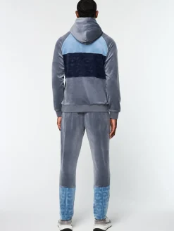 Fashion Foggia Velour Debossed Hoodie- Velour|Sweatshirts And Hoodies