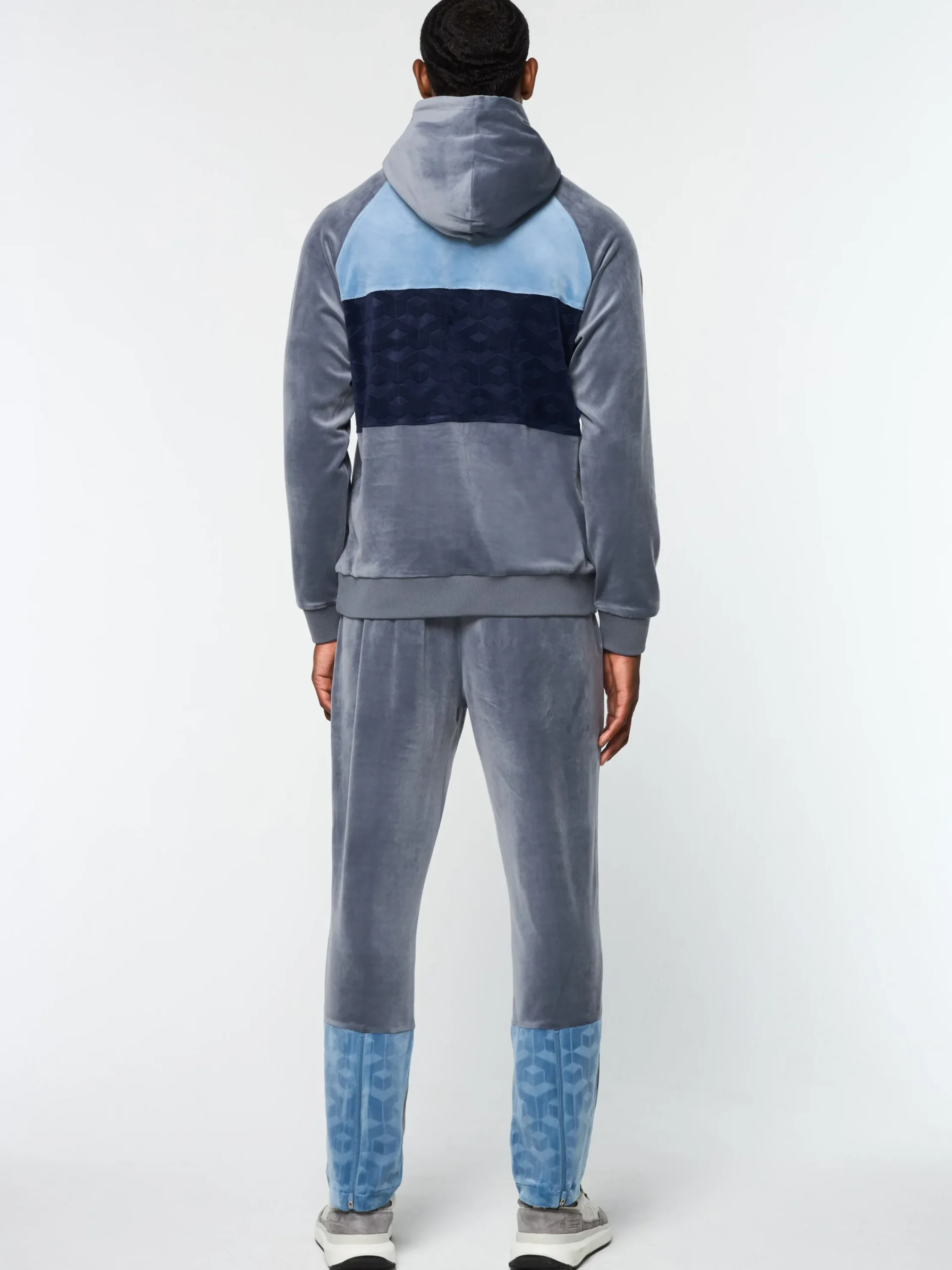 Fashion Foggia Velour Debossed Hoodie- Velour|Sweatshirts And Hoodies