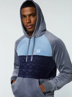 Fashion Foggia Velour Debossed Hoodie- Velour|Sweatshirts And Hoodies