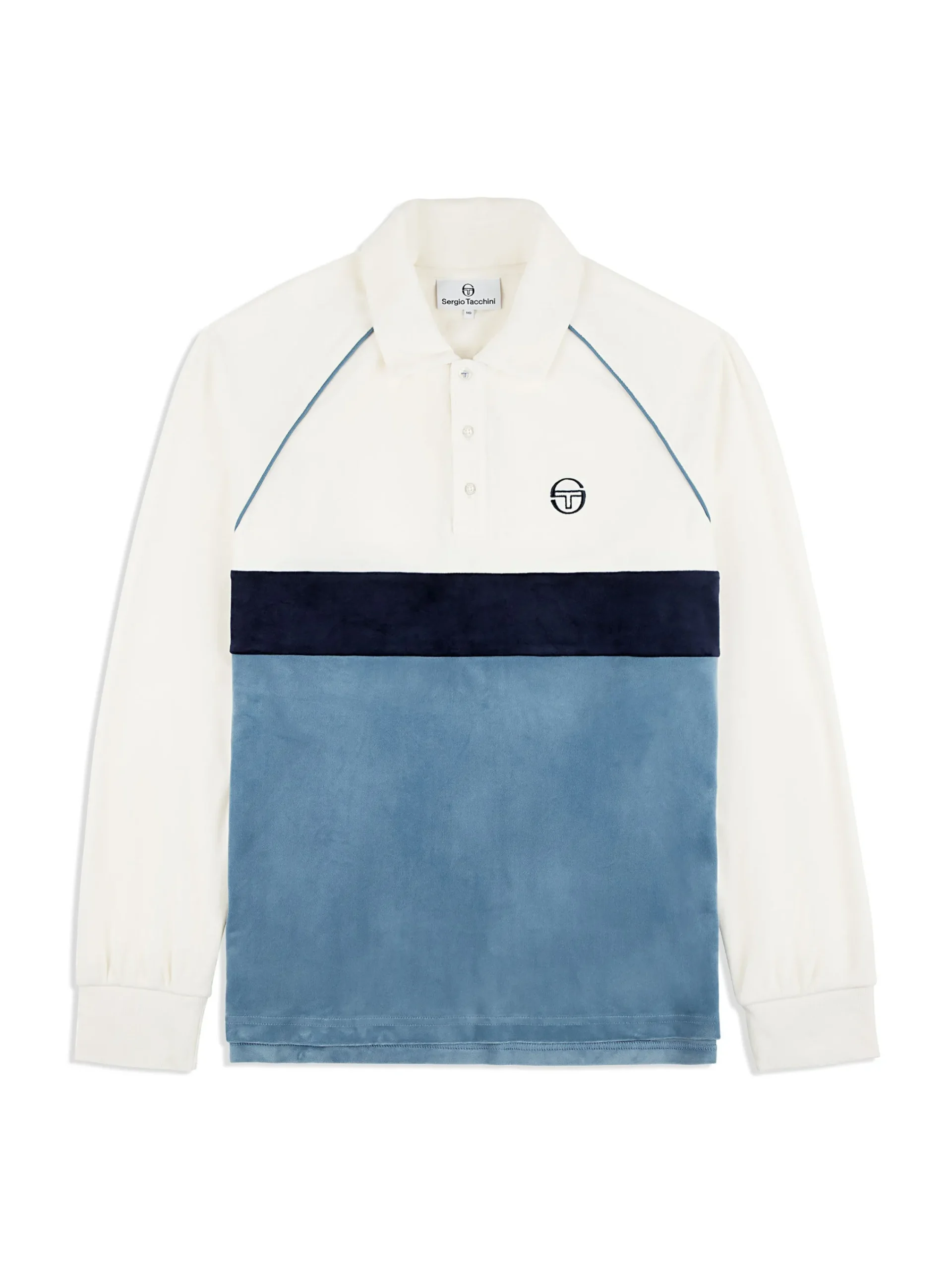 Fashion Noci Velour Long Sleeve Polo- Velour|Polos