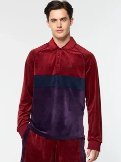 Clearance Noci Velour Long Sleeve Polo- Velour|Polos