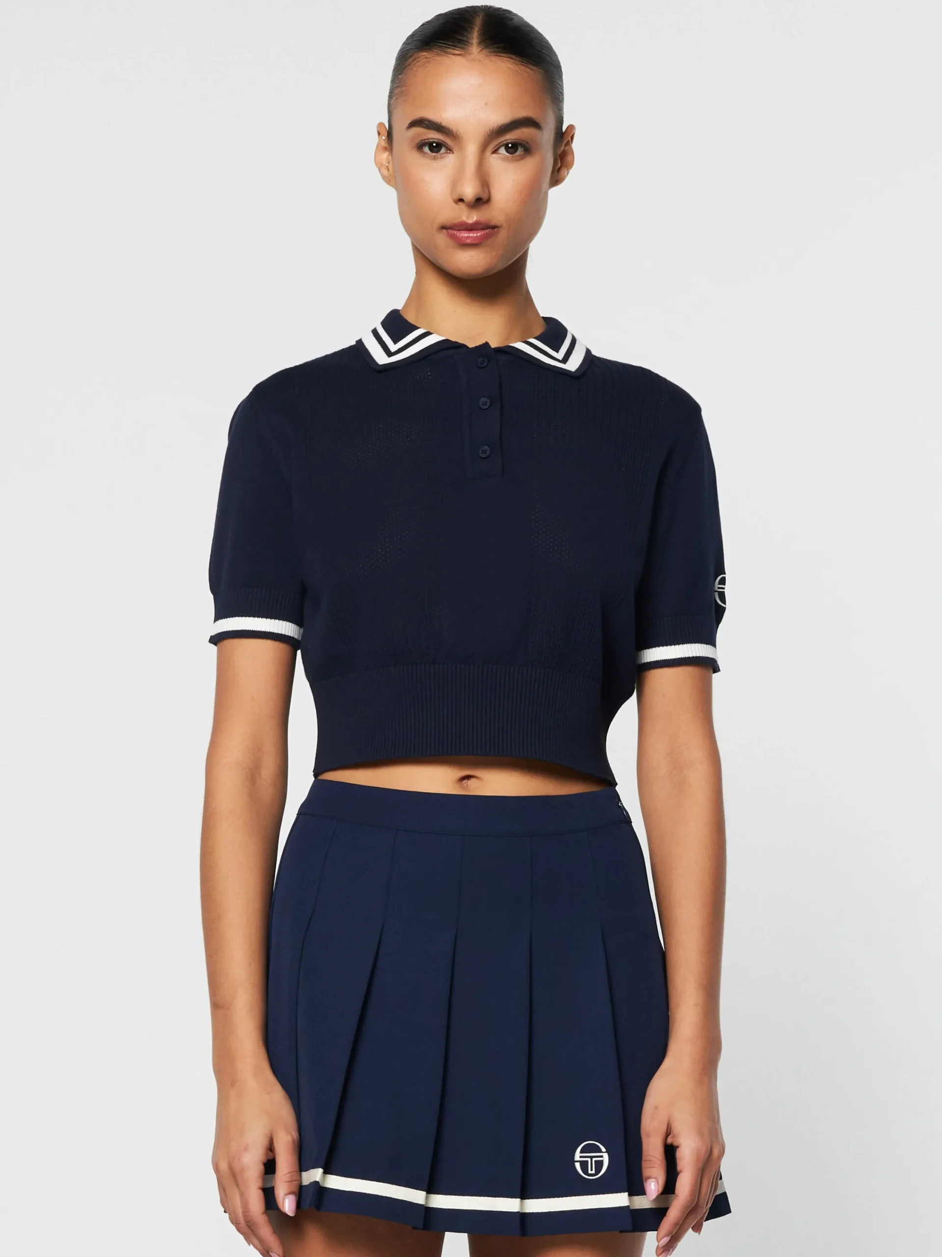 Shop Perla Knit Cropped Polo- Women Knitwear|Tops And Sports Bras
