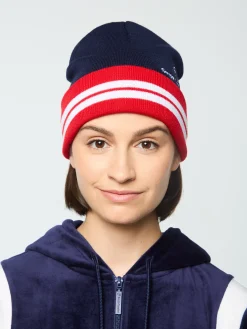Best Sale Surgis Knit Beanie- Maritime Blue/ Adrenaline Rush/ White Women Knitwear|Headwear