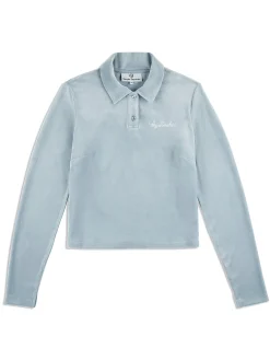 Best Sale Veneto Velour Long Sleeve Polo- Women Velour|Tops And Sports Bras