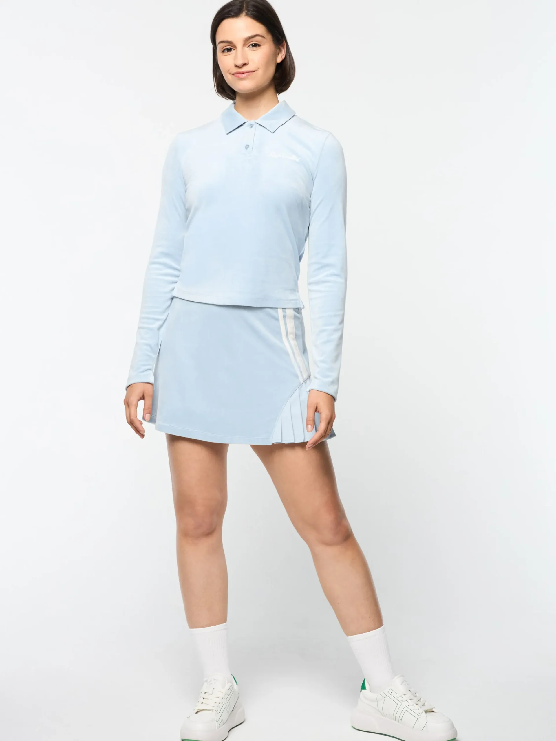 Best Sale Veneto Velour Long Sleeve Polo- Women Velour|Tops And Sports Bras
