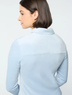 Best Sale Veneto Velour Long Sleeve Polo- Women Velour|Tops And Sports Bras