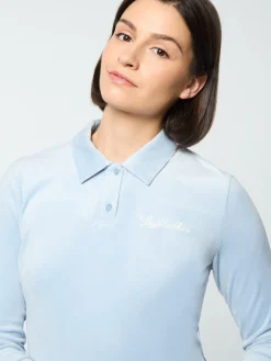 Best Sale Veneto Velour Long Sleeve Polo- Women Velour|Tops And Sports Bras
