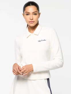 Fashion Veneto Velour Long Sleeve Polo- Women Velour|Tops And Sports Bras
