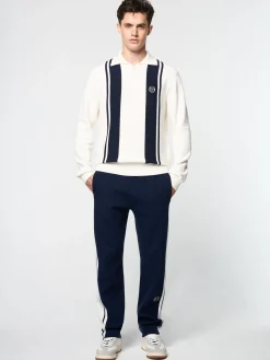 Online Young Line Knit Long Sleeve Polo- Knitwear|Polos