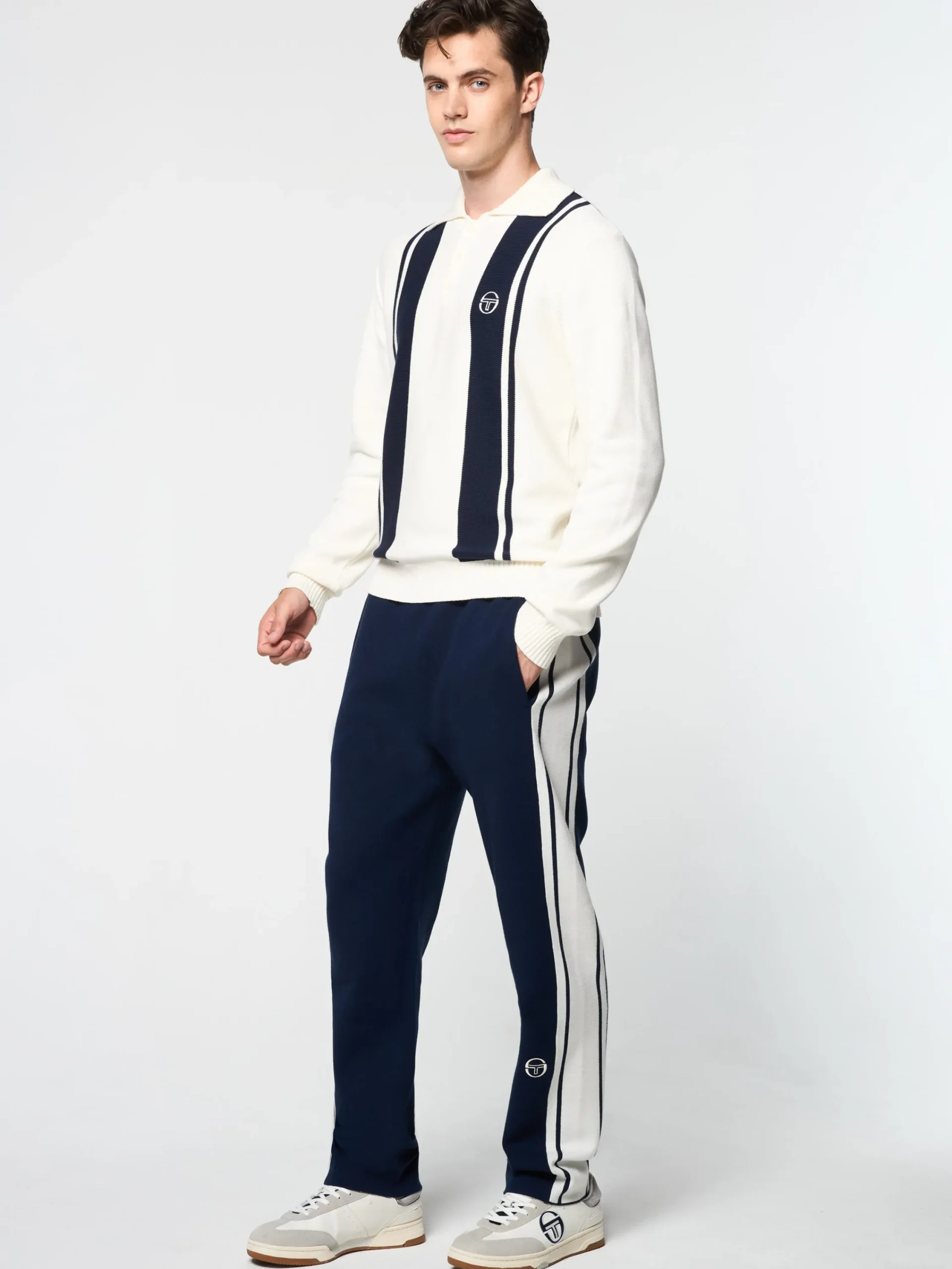 Online Young Line Knit Long Sleeve Polo- Knitwear|Polos
