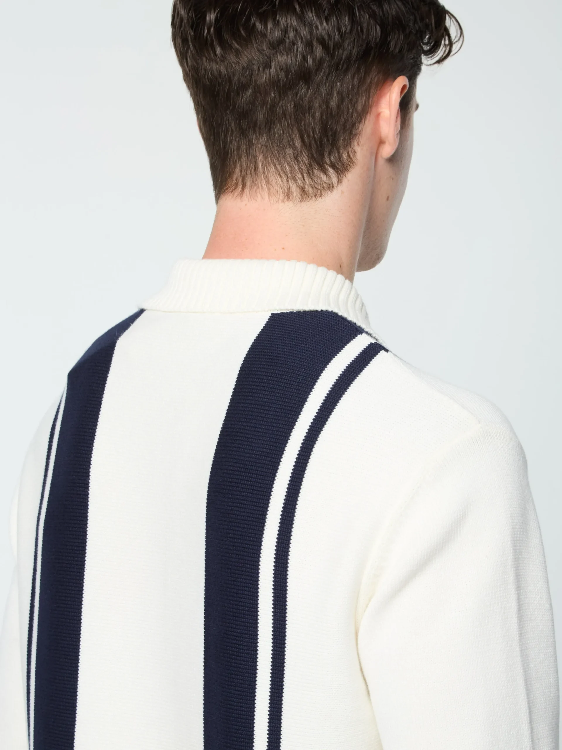 Online Young Line Knit Long Sleeve Polo- Knitwear|Polos